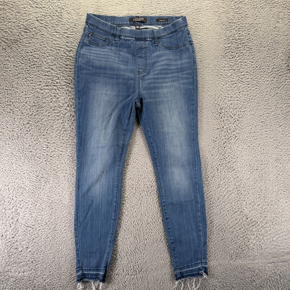Judy Blue Jeans Womens 13 Blue Cotton Denim Jegging Skinny Frayed-Hem Stretch